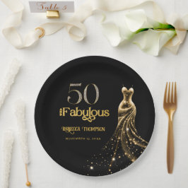 Prato De Papel Fifty and Fabulous Gold Dress Black 50th Birthday