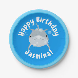 Prato De Papel Figura de desenho animado de bolhas de golfinhos b