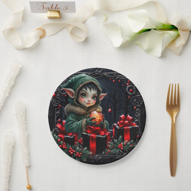 Prato De Papel Filha de elfo giro em Casaco verde (Casamento)