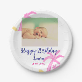 Prato De Papel Filhos bebês primeiro aniversario adicionar nome d