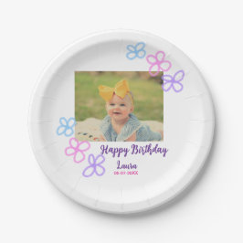 Prato De Papel Filhos bebês primeiro aniversario adicionar nome d