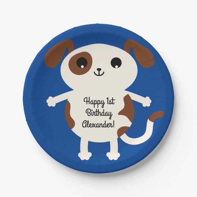 Prato De Papel Filhos de Festa de aniversário de cães (Frente)
