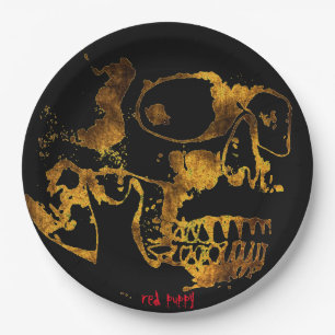 Prato De Papel filhote de cachorro vermelho "bandeja dourada "