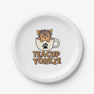 Prato De Papel Filhote de Yorkie xícara de chá 