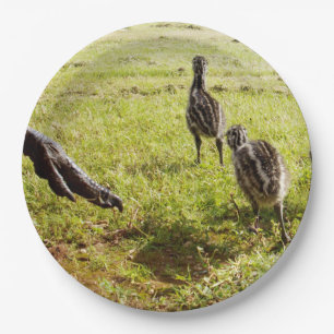 Prato De Papel Filhotes de Emu Bebê e Pé Grande