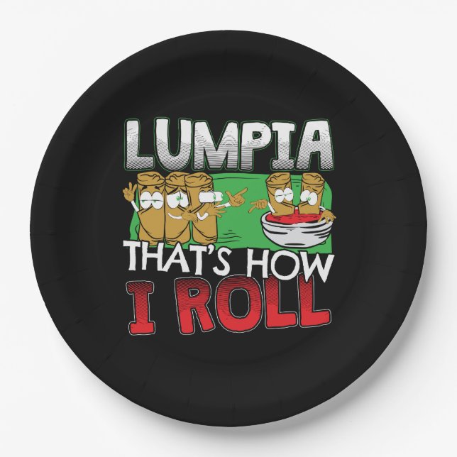 Prato De Papel Filipino Lumpia Comida Cartoon (Frente)