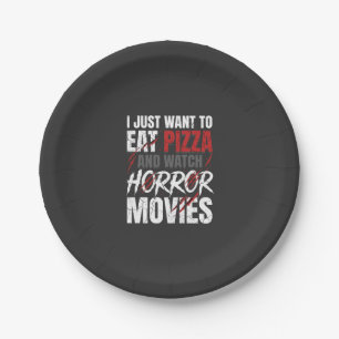 Prato De Papel Filmes de Terror de Pizza Design de Halloween_1