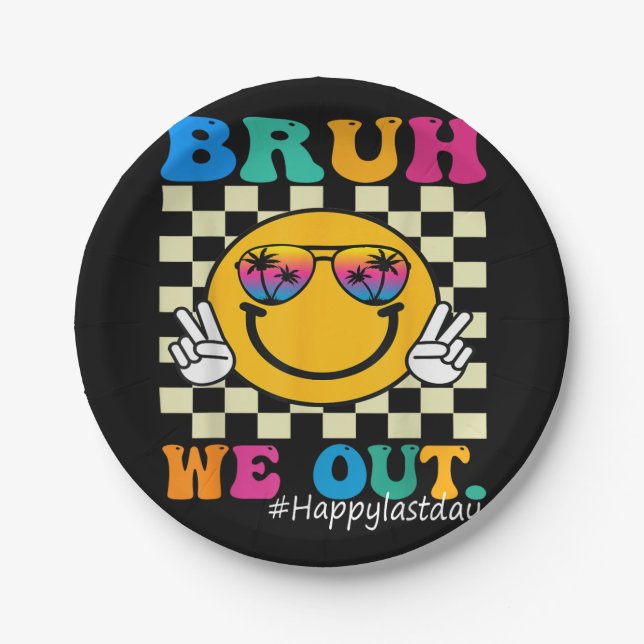 Prato De Papel Fim Bonito Do Ano Escolar Professor Summer Bruh Nó (Frente)