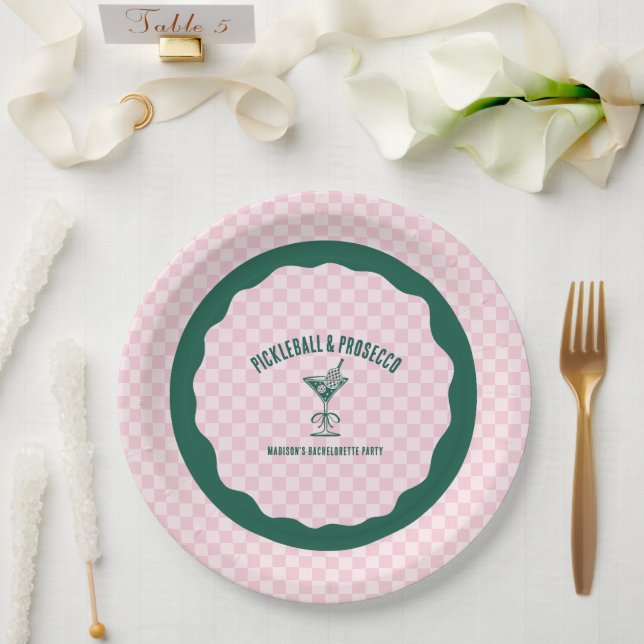 Prato De Papel Fim de Semana de Solteira com Pickleball Moderno e (Casamento)