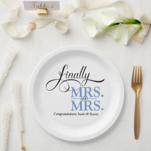 Prato De Papel Finalmente Recepção de Casamento de Sra e Sra