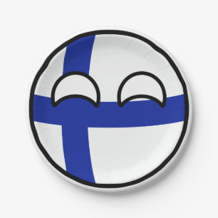 Prato De Papel Finlandia Geeky de tensão engraçado Countryball