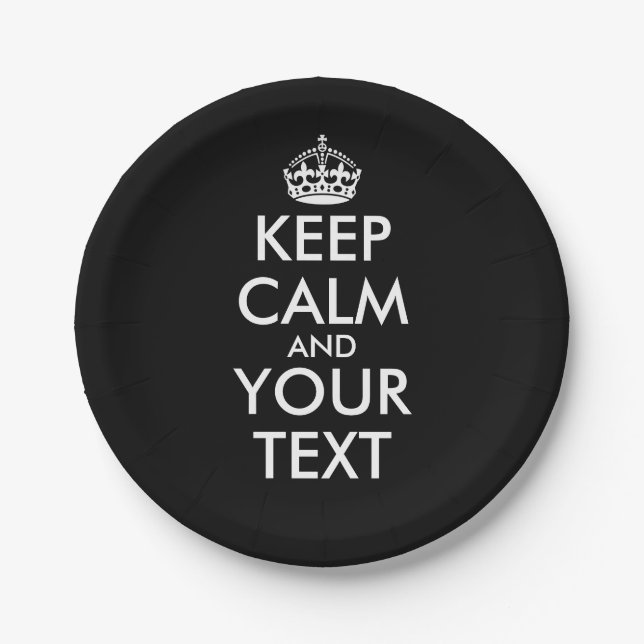 Prato De Papel Fique calma e continue - Crie o seu (Frente)