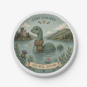 Prato De Papel Fique Curioso Aconchegante Críptido Nessie Monstro
