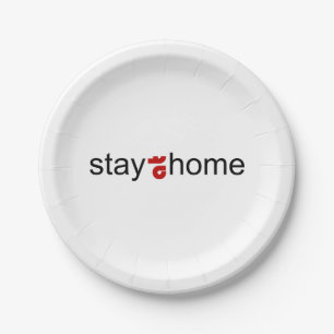 Prato De Papel Fique em casa