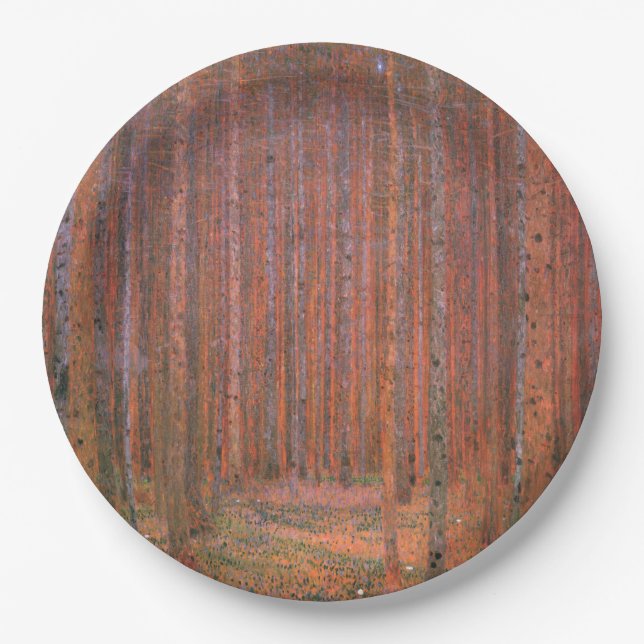Prato De Papel Fir Tree Forest (por Gustav Klimt) (Frente)