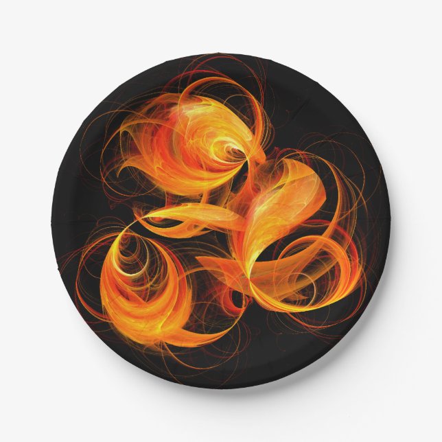 Prato De Papel Fireball Abstrato Art (Frente)