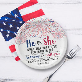 Prato De Papel Firecracker 4th Of July Gender Reveal Party