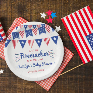 Prato De Papel Firecracker A Caminho! chá de fraldas De 4 De Julh