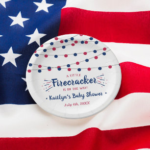 Prato De Papel Firecracker No Caminho! Chá de fraldas De 4 De Ju