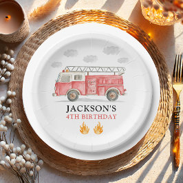 Prato De Papel Firetruck Calling All Firefigthers Boy Birthday