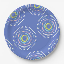 Prato De Papel Fireworks Japonês Azul