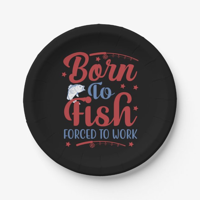 Prato De Papel Fishing Art Born To Fish (Frente)