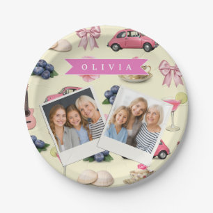 Prato De Papel Fita de Cocktail Rosa Coquette Fofa Personalizada
