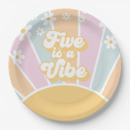 Prato De Papel Five is a Vibe pastel Retro Sunshine margarida boh