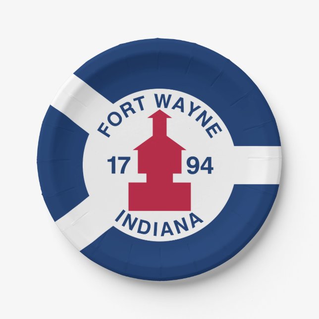 Prato De Papel Flag Fort Wayne, Indiana Paper Plates (Frente)