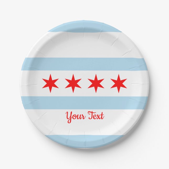 Prato De Papel Flag of Chicago, Illinois Paper Plates (Frente)