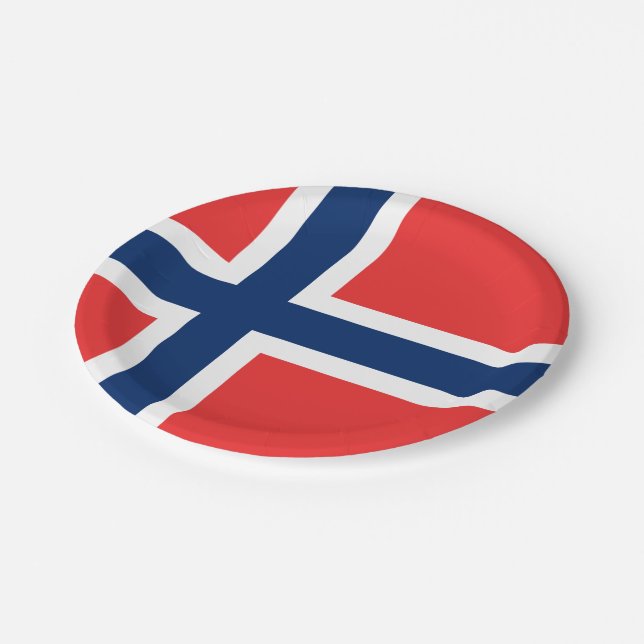 Prato De Papel Flag of Norway Party Plate (Inclinado)