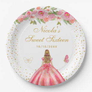 Prato De Papel Flair Floral Loira Princesa Doce Dezesseis