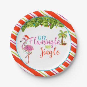 Prato De Papel Flamingle & Jingle Christmas Party Plate - Placa d