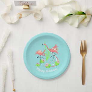 Prato De Papel Flamingo Fandango Duo - Parabéns, placa de papel