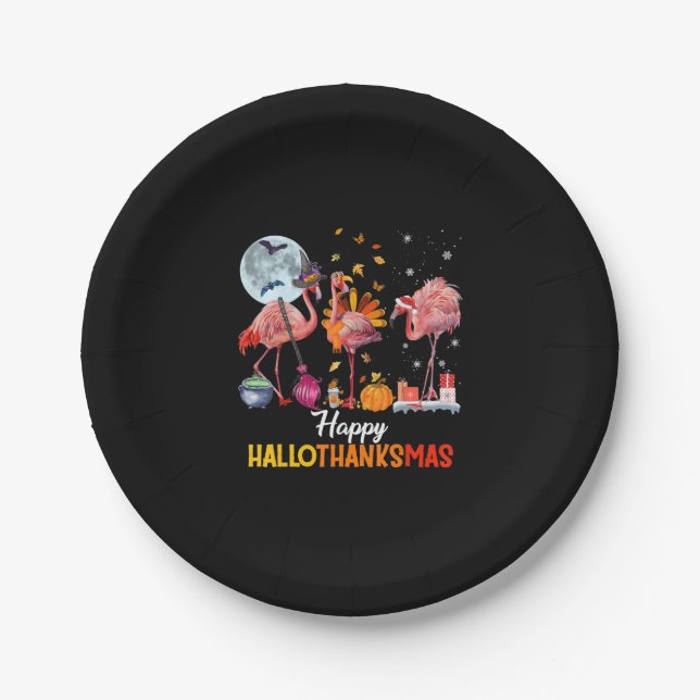 Prato De Papel Flamingo|Flamingo, Dia de Ação de Graças, Natal (Frente)