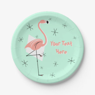 Prato De Papel Flamingo, Retro, placa de papel verde