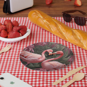 Prato De Papel Flamingo Romance, cor-de-rosa tropical