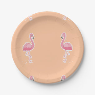 Prato De Papel flamingo rosa em laranja claro