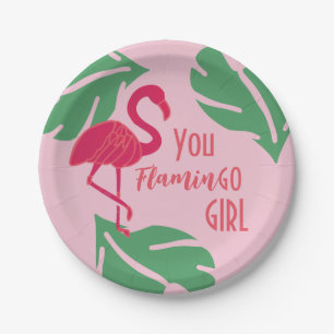 Prato De Papel Flamingo Rosa Tropical