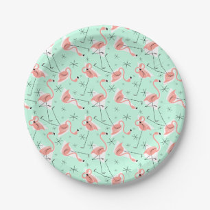 Prato De Papel Flamingos - Multimédia verde retrô