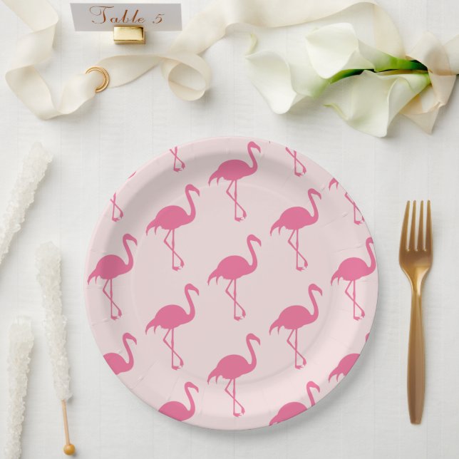 Prato De Papel Flamingos Rosa (Casamento)