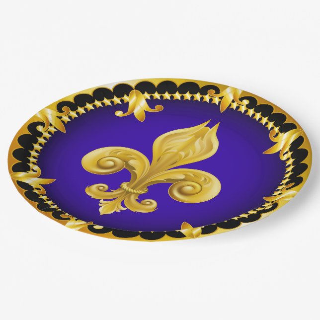 Prato De Papel Fleur de Lis Party Goods Paper Plate (Inclinado)