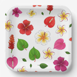 Prato De Papel Fleurs tropicales hawaïennes