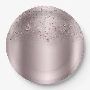 Prato De Papel Flex-borboleta-cor-de-rosa Doce 16 Partido