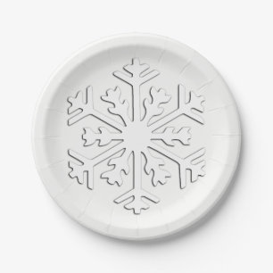 Prato De Papel Floco de neve do branco 3 d em um fundo branco
