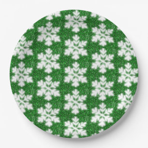 Prato De Papel Floco de neve verde-congelado brilhante Elegante