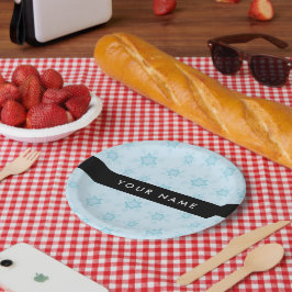 Prato De Papel Flocos de neve azuis, seu nome, Personalize