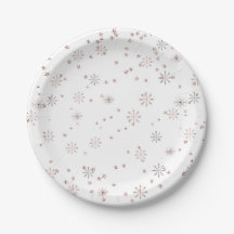 Flocos de Neve de Inverno Rosa & Prata