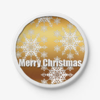 Flocos de neve de Natal feliz com ouro - Placas de