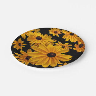 Prato De Papel Flor amarela de olhos pretos de Susan placa de